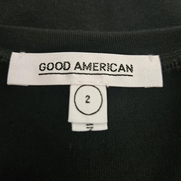 Good American Bodycon Shirt Tank Dress Black Ruched Sleeveless Stretch Knit - Picture 5 of 9